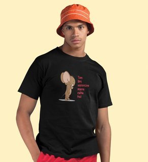 Even Tom Has A Valentine: (black) T-Shirt For Singles With Print