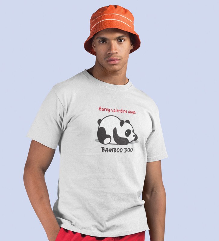 Panda Wants Bamboo: Amazingly Printed (white) T-Shirt For Singles
