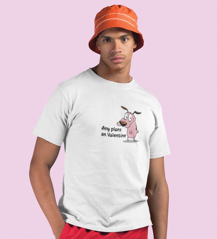 Any Plans On Valentine: Printed (white) T-Shirt For Singles