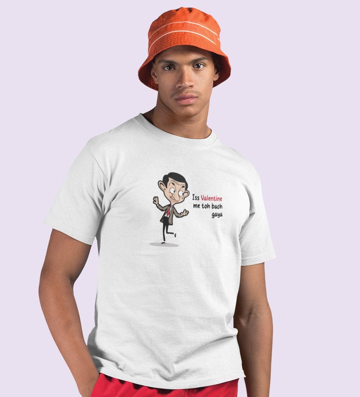 This Valentine I Am Safe: Sublimation Printed (white) T-Shirt For Singles