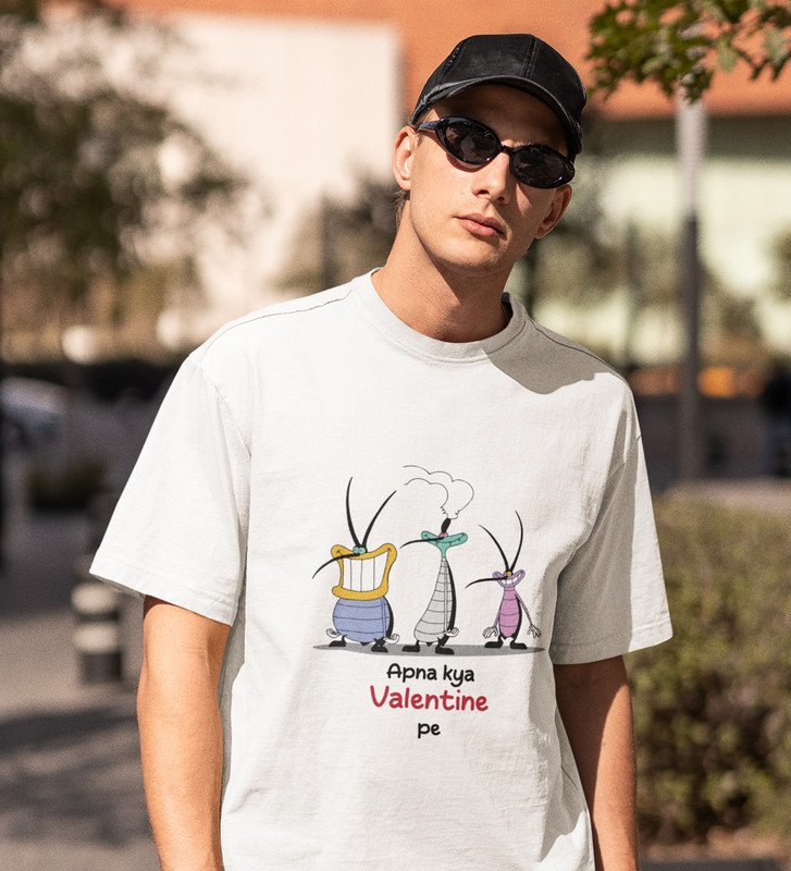 We Don't Have Valentine: Sublimation Printed (white) T-Shirt For Singles