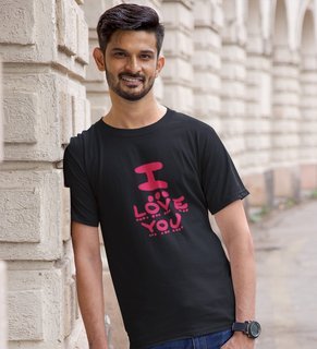 I Love You: Sublimation Printed (black) T-Shirt For Singles