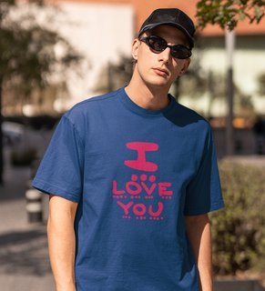 I Love You: Sublimation Printed (Blue) T-Shirt For Singles