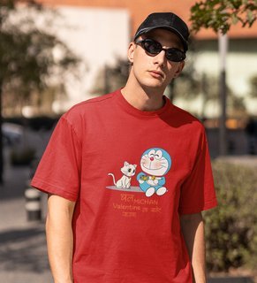 Cute Couples: Printed (Red) T-Shirt For Singles