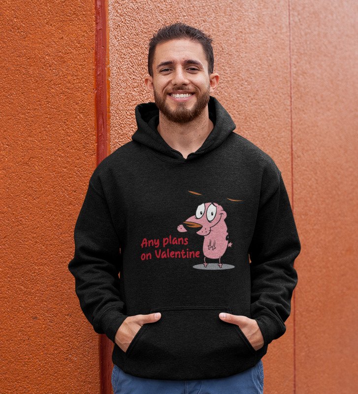 Any Plans On Valentine: Printed (black) Hoodies For Singles