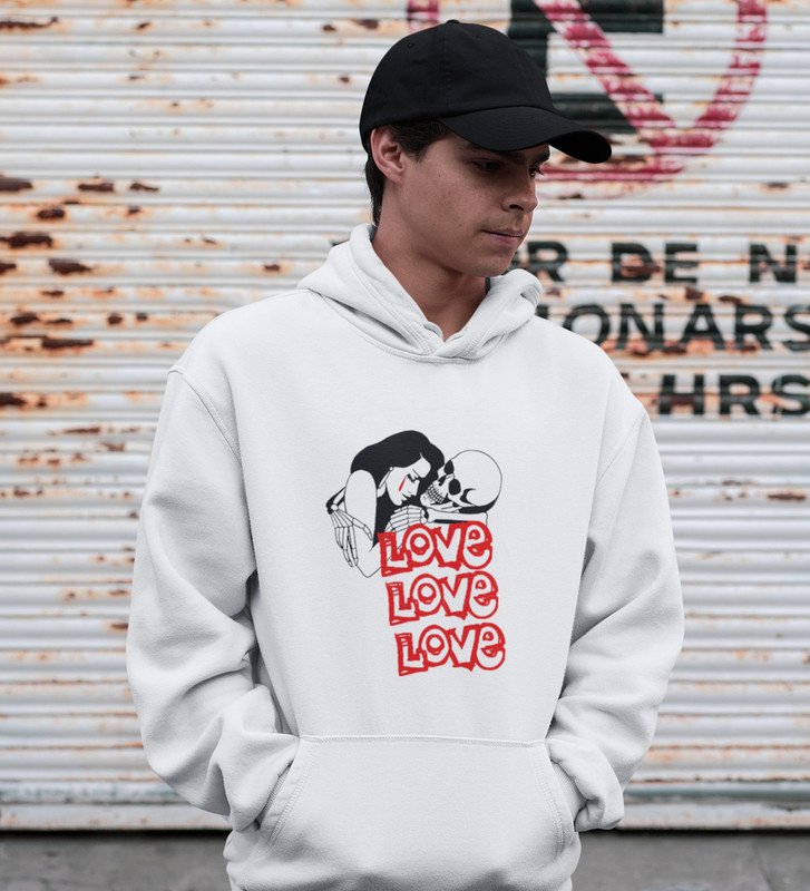Love Is Insane : Printed (white) Hoodies For Singles
