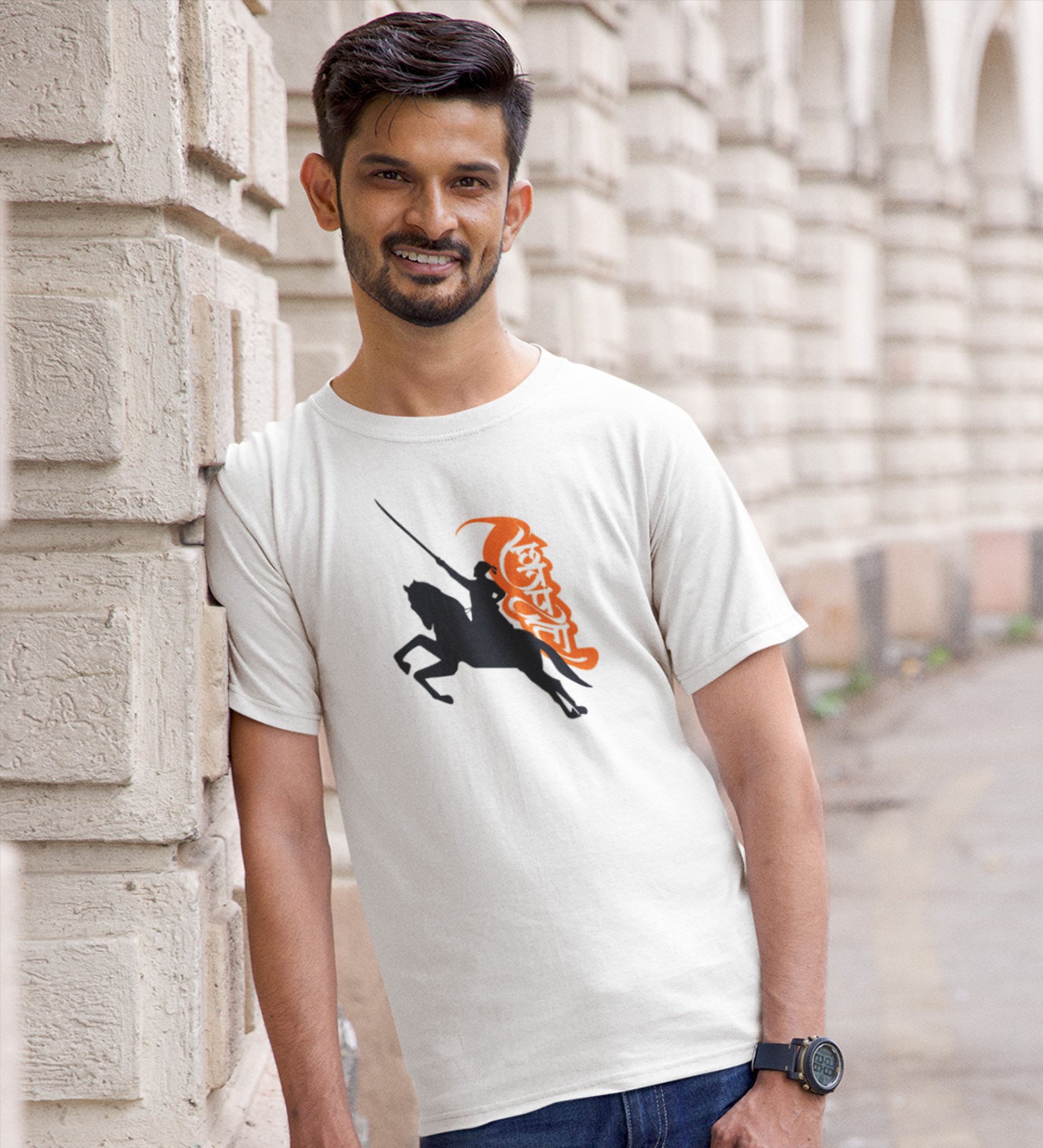 The Chhatrapati hivaji Maharaj Combed Cotton Printed Half Sleeve T-hirt