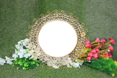 Royal crystal round mirror for wall home and decore beautiful Vibrant object - usable - Gifting Items Ideal for All Occasions