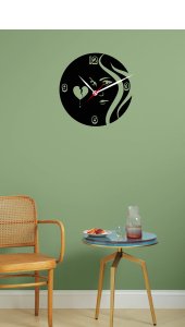 A Girl Looking Left, Based Clock (Black C) - Suitable For The Decoration Of A House - Foremost Gifting Material for Your Friends, Relatives and Close Ones