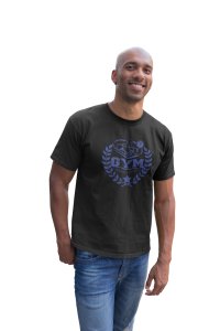 Gym, Fitness Center, (BG Blue), Round Neck Gym Tshirt (Black Tshirt) - Clothes for Gym Lovers - Foremost Gifting Material for Your Friends and Close Ones