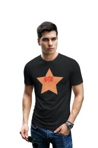 Fitness Club, Power Your Body, (BG Orange), Round Neck Gym Tshirt (Black Tshirt) - Clothes for Gym Lovers - Foremost Gifting Material for Your Friends and Close Ones