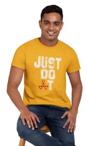 Just Do It, Round Neck Gym Tshirt (Yellow Tshirt) - Clothes for Gym Lovers - Suitable for Gym Going Person - Foremost Gifting Material for Your Friends and Close Ones