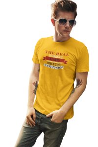 The Real Workout, Round Neck Gym Tshirt (Yellow Tshirt) - Foremost Gifting Material for Your Friends and Close Ones