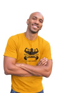 Stop Wishing, Round Neck Gym Tshirt (Yellow Tshirt) - Foremost Gifting Material for Your Friends and Close Ones