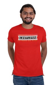 Ability Is Limitless, Do More, Be More, (BG Blue and Yellow), Round Neck Gym Tshirt (Red Tshirt) - Foremost Gifting Material for Your Friends and Close Ones