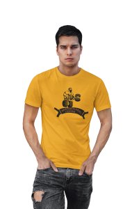 Bodybuilding Center, (BG Black Bodybuilder), Round Neck Gym Tshirt (Yellow Tshirt) - Clothes for Gym Lovers - Suitable for Gym Going Person - Foremost Gifting Material for Your Friends and Close Ones