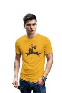 Bodybuilding Center, (BG Black Bodybuilder), Round Neck Gym Tshirt (Yellow Tshirt) - Clothes for Gym Lovers - Suitable for Gym Going Person - Foremost Gifting Material for Your Friends and Close Ones