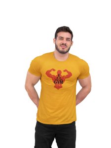 I Love The Gym, Round Neck Gym Tshirt (Yellow Tshirt) - Clothes for Gym Lovers - Foremost Gifting Material for Your Friends and Close Ones