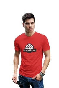 No Pain, Heavy Fitness, (BG Black), Round Neck Gym Tshirt (Red Tshirt) - Clothes for Gym Lovers - Suitable for Gym Going Person - Foremost Gifting Material for Your Friends and Close Ones
