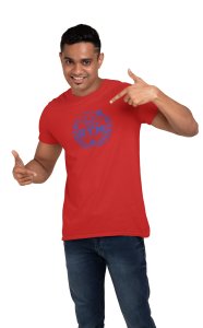 Gym Fitness Center, Blue Printed Leaves, Round Neck Gym Tshirt (Red Tshirt) - Clothes for Gym Lovers - Suitable for Gym Going Person - Foremost Gifting Material for Your Friends and Close Ones