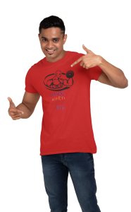 Work Hard, Dream Big, Semi Human, (BG Black), Round Neck Gym Tshirt (Red Tshirt) - Clothes for Gym Lovers - Suitable for Gym Going Person - Foremost Gifting Material for Your Friends and Close Ones