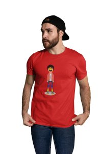 A Young Laughing Emoji Boy Printed T-shirt (Red) - Clothes for Emoji Lovers - Foremost Gifting Material for Your Friends and Close Ones