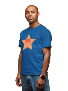 Fitness Club, Power Your Body, (BG Star Orange), Round Neck Gym Tshirt (Blue Tshirt) - Clothes for Gym Lovers - Suitable for Gym Going Person - Foremost Gifting Material for Your Friends and Close Ones