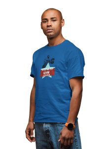 Fitness Gym Center, (BG Blue and Brown), Round Neck Gym Tshirt (Blue Tshirt) - Clothes for Gym Lovers - Suitable for Gym Going Person - Foremost Gifting Material for Your Friends and Close Ones