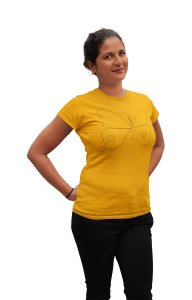 Pretty Butterfly - Line Art for Female - Half Sleeves T-shirt