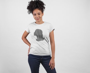 Cute hair girl - Line Art for Female - Half Sleeves T-shirt