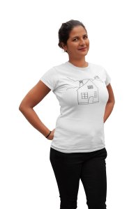 Home - Line Art for Female - Half Sleeves T-shirt