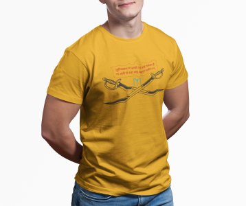 Na Ali se Bada Bahadur - Yellow - The Ertugrul Ghazi - 100% cotton t-shirt for Men with soft feel and a stylish cut