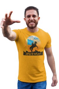 Haq ki Raah pe - Yellow - The Ertugrul Ghazi - 100% cotton t-shirt for Men with soft feel and a stylish cut