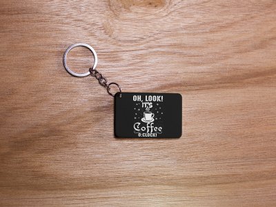 It's A Coffee O:Clock- Black - Designable Keychains(Combo Set Of 2)