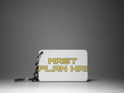 Msat plan hai - White -Designable Dialogues Keychain(Combo Set Of 2)