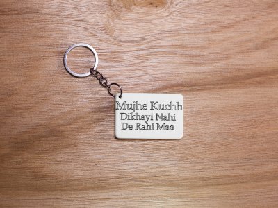 Mujha Kuchh Dikhayi Nahi De Rahi Maa - White - Designable Dialogues Keychain (Combo Set Of 2)
