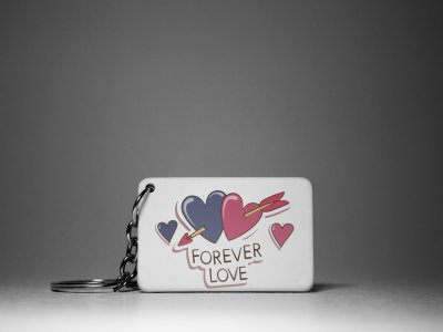Forever Love - Pink And Blue Heart -White -Valentine's Special Keychains(Pack Of 2)
