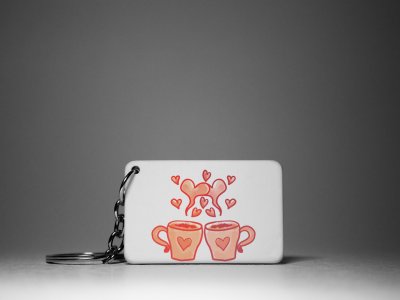 Coffee Cups-White -Valentine's Special Keychains(Pack Of 2)