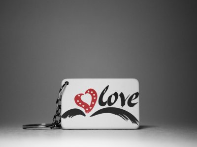 Love (BG Black)-White -Valentine's Special Keychains(Pack Of 2)