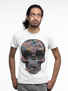 Colourful skull - White - printed T-shirts - Men's stylish clothing - Cool tees for boys