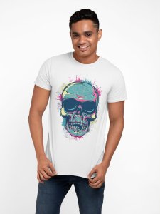 Skull - colourfull - White - printed T-shirts - Men's stylish clothing - Cool tees for boys