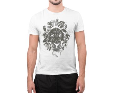 Lion Illustration graphic art - White - printed T-shirts - Men's stylish clothing - Cool tees for boys