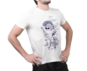Guitar Illustration graphic art - White - printed T-shirts - Men's stylish clothing - Cool tees for boys