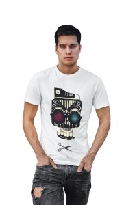 Musical Skull - White - printed T-shirts -Abstract Funny thoughtful creative illustrations - Men's stylish clothing - Cool tees for boys