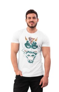 Devil - White - printed T-shirts -Abstract Funny thoughtful creative illustrations - Men's stylish clothing - Cool tees for boys