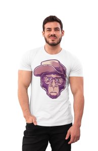 Smart monkey - White - printed T-shirts -Abstract Funny thoughtful creative illustrations - Men's stylish clothing - Cool tees for boys