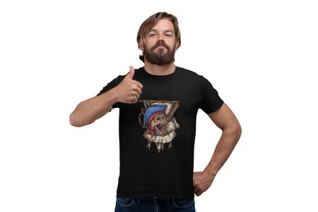 Pirate's skull (blue hat) -round crew neck cotton tshirts for men