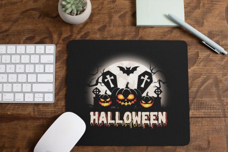 Halloween-Scary Pumpkin And Coffin-Halloween Theme Mousepad