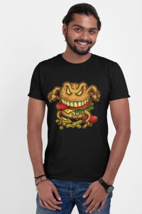 Hungry burger -round crew neck cotton tshirts for men