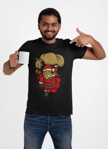 Santa Claus -round crew neck cotton tshirts for men